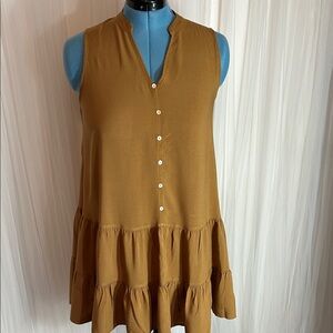 Nine West Sleeveless Brown Buttoned Tunic